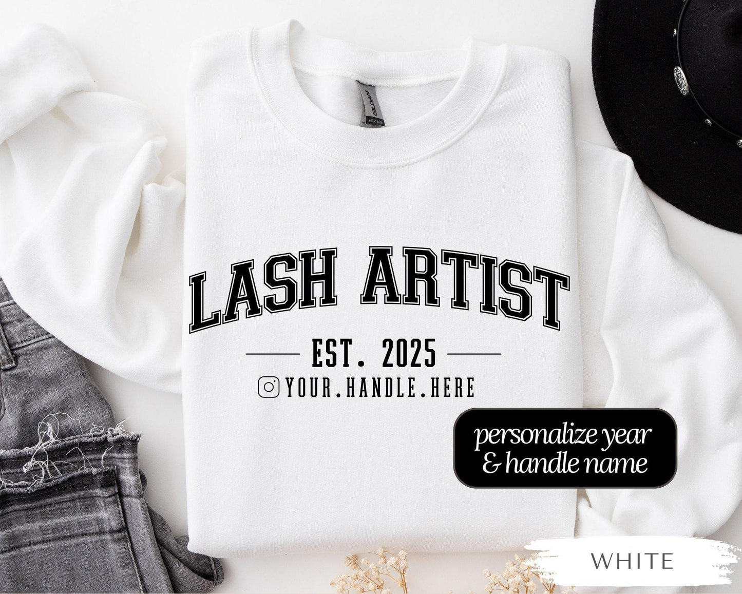 Custom Lash Artist Sweater - Lash Artist Gift, Eyelash Tech Crewneck, Lash Jumper, Eyelash Extension Artist Sweater