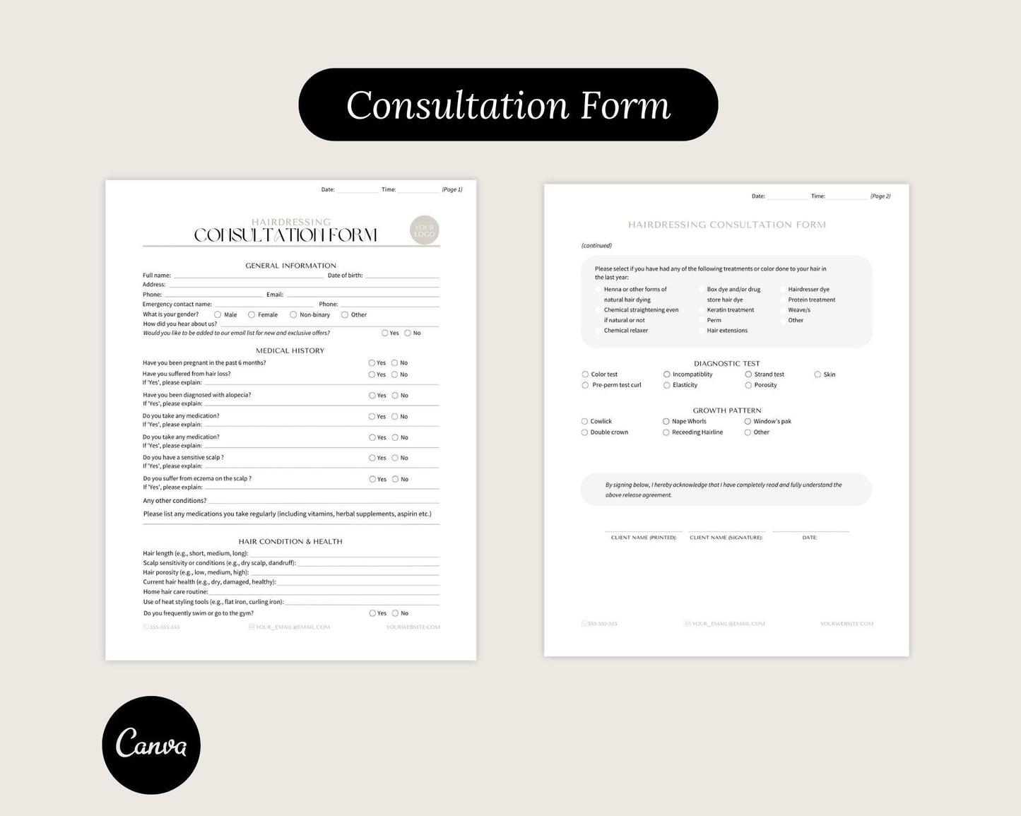 hairstylist consultation form