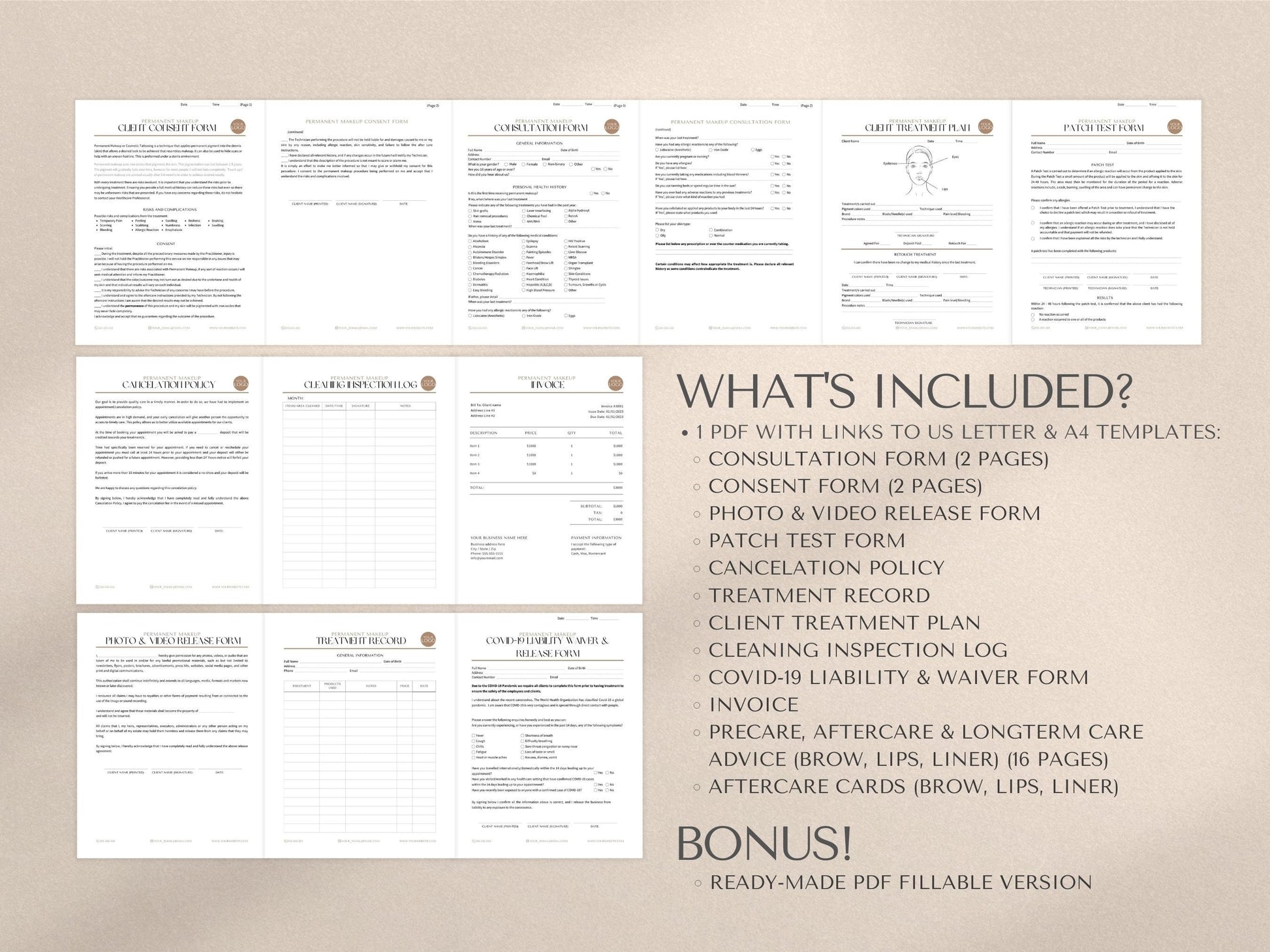 Pmu Consent Forms Permanent Makeup Consent Form Pmu Client Forms Pmu Form Pmu Client Record Powder Brows Consent Esthetician Forms