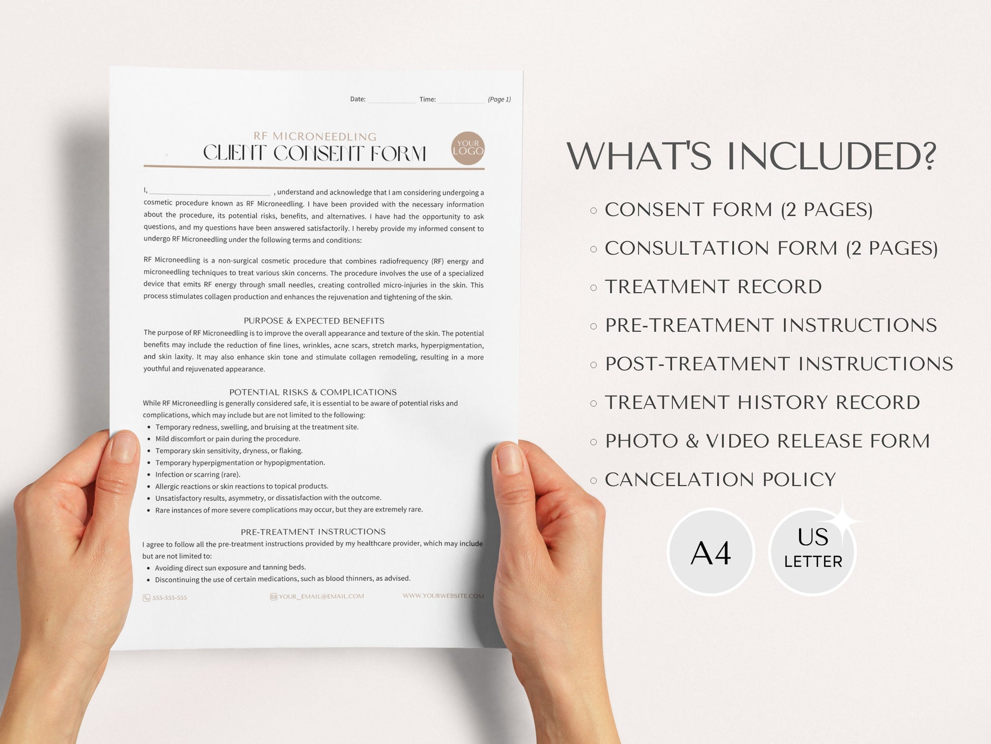 RF Microneedling Consent Forms for Estheticians and Beauty Technicians