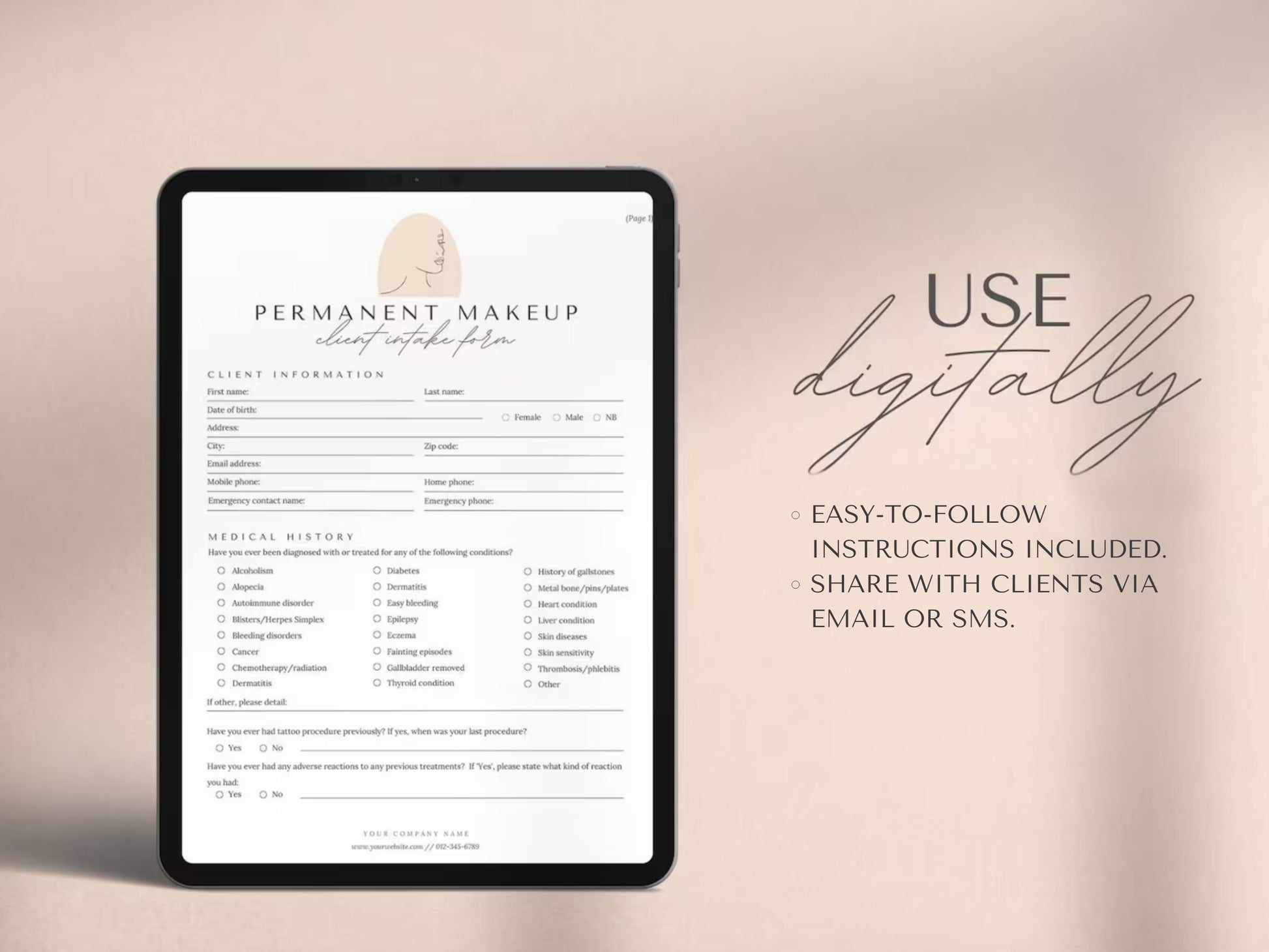 Permanent Makeup Forms Editable PMU Consent Form Template Printable Client Intake Forms PMU Aftercare Cards Esthetician Forms