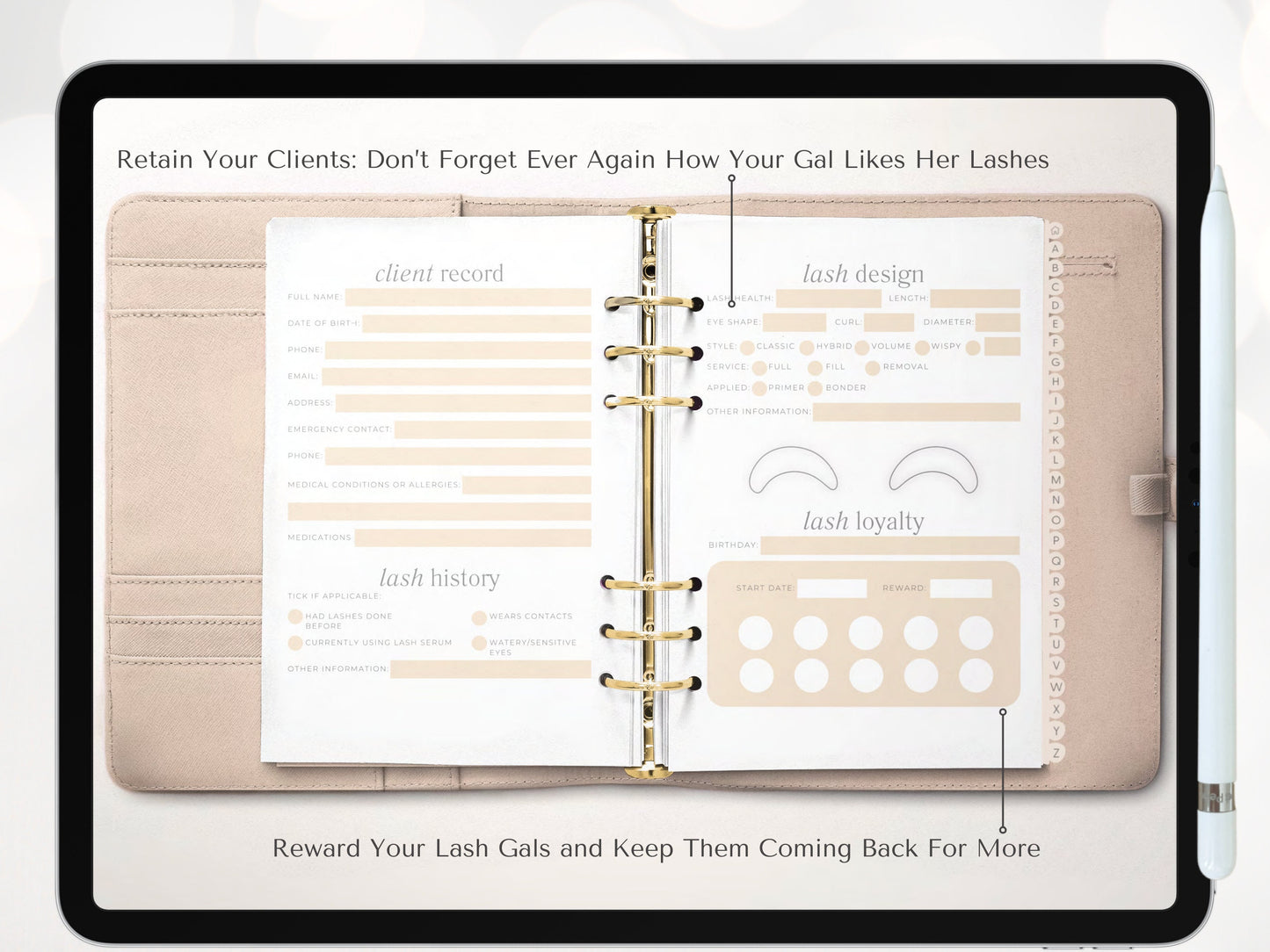 Digital Lash Client Record Book Lash Tech Client Record Lash Form Lash Loyalty Card
