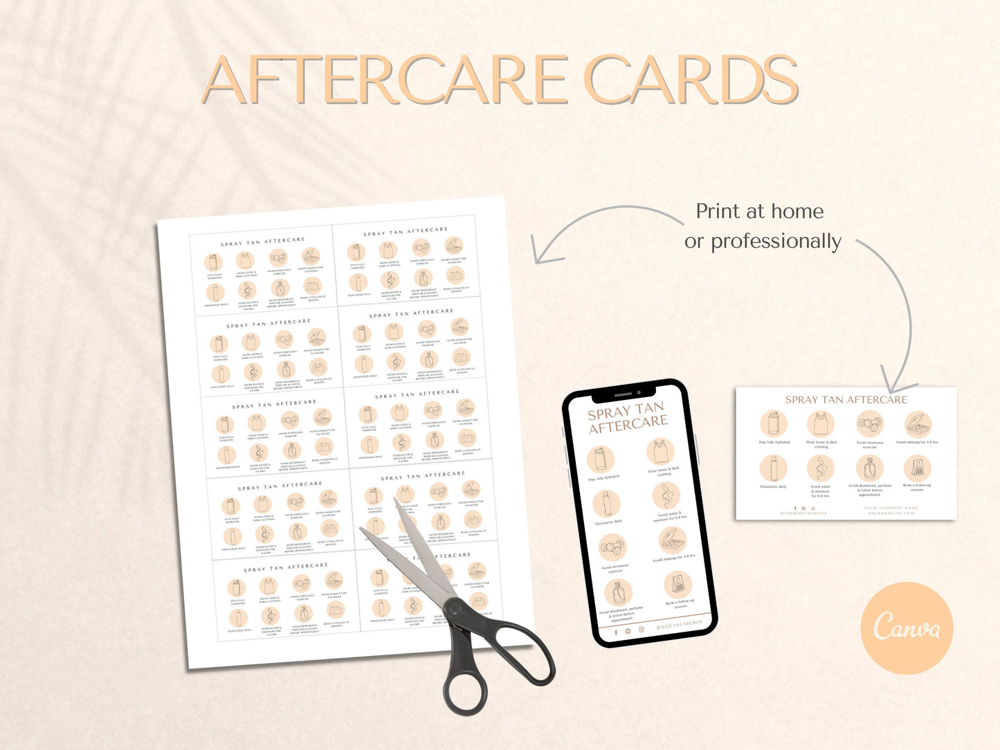 spray tan aftercare cards, spray tanning aftercare cards