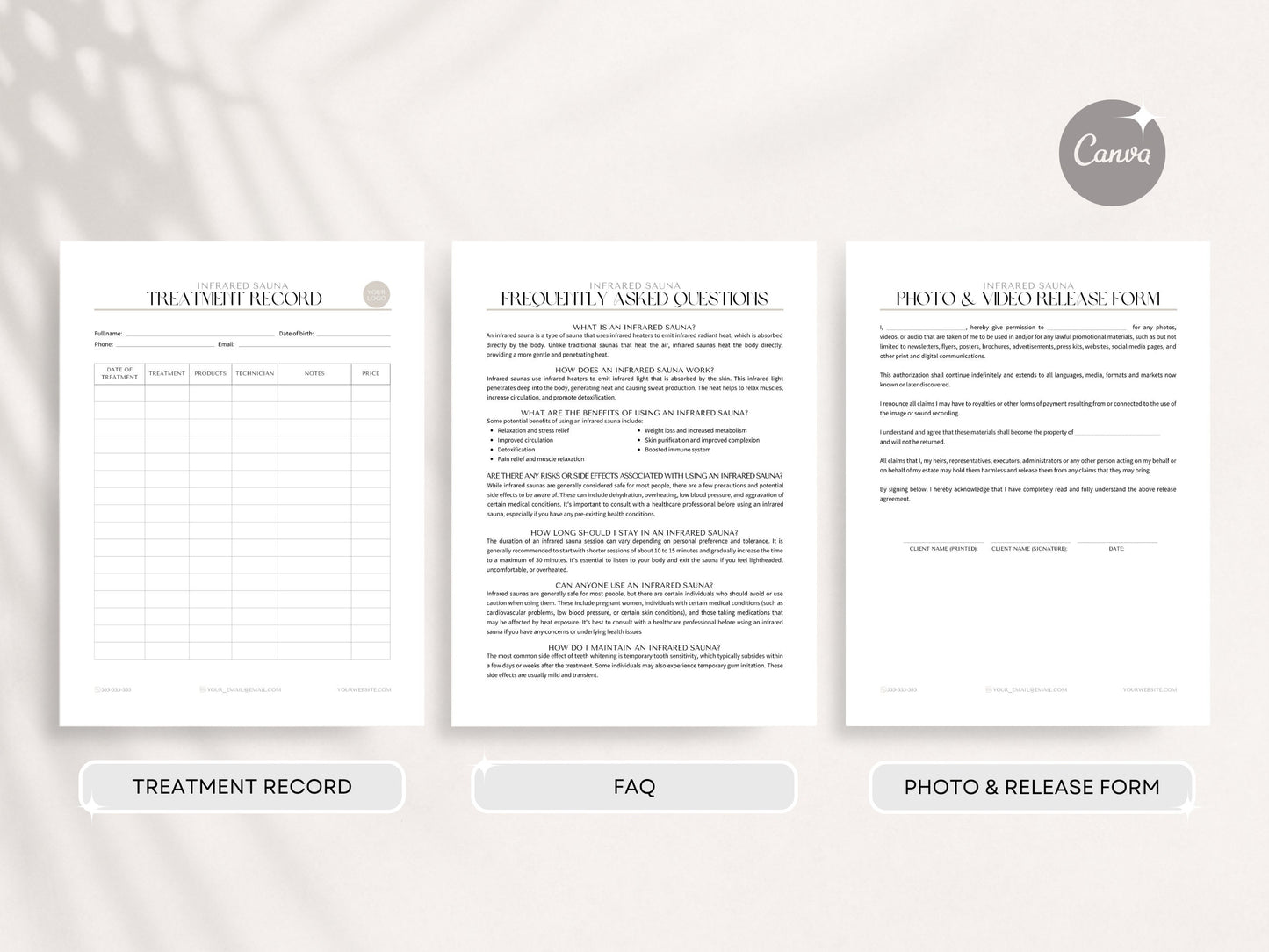 Infrared Sauna Consent Forms