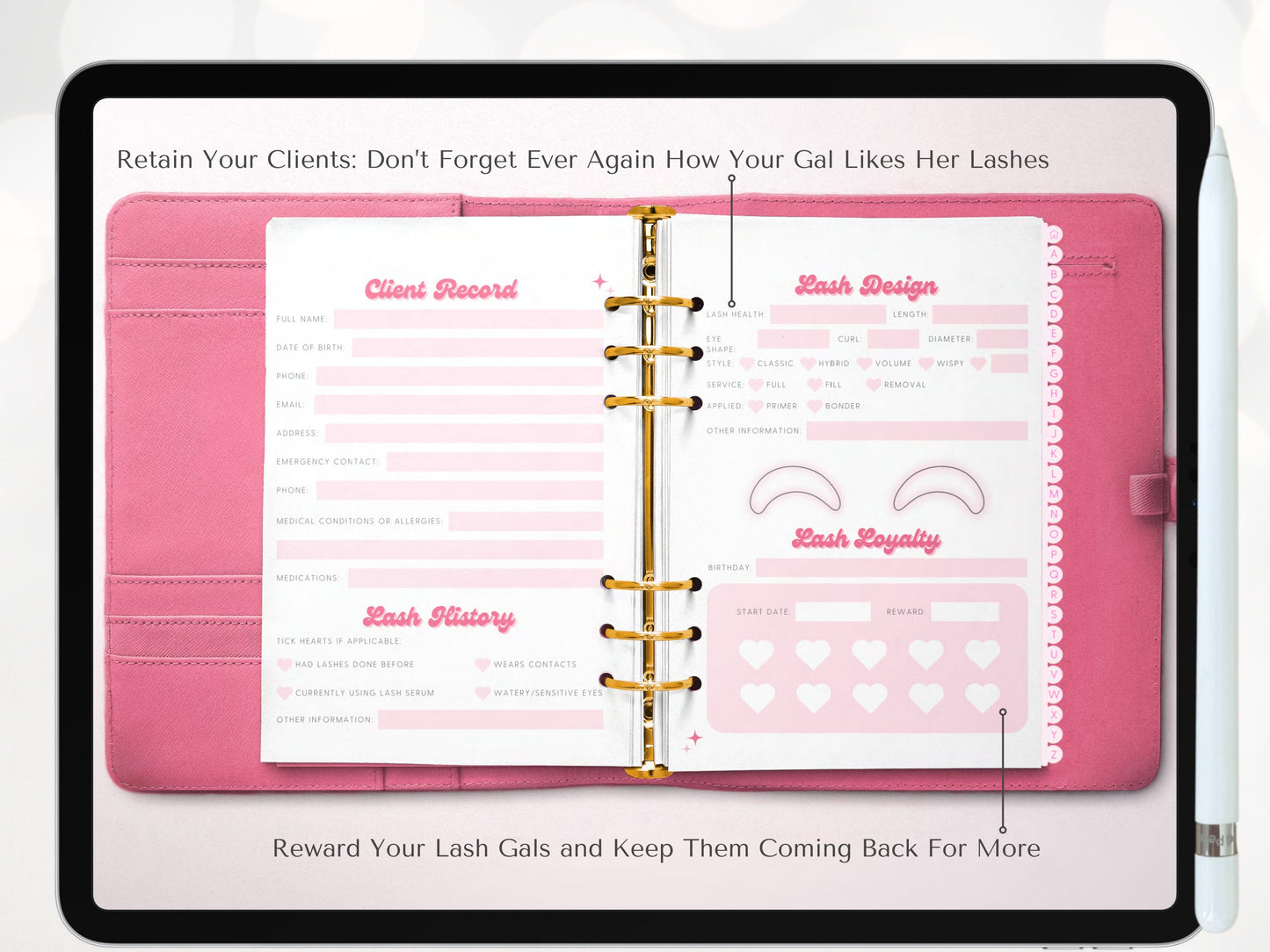 Digital Lash Client Record Book Lash Tech Client Record Lash Form Lash Loyalty Card