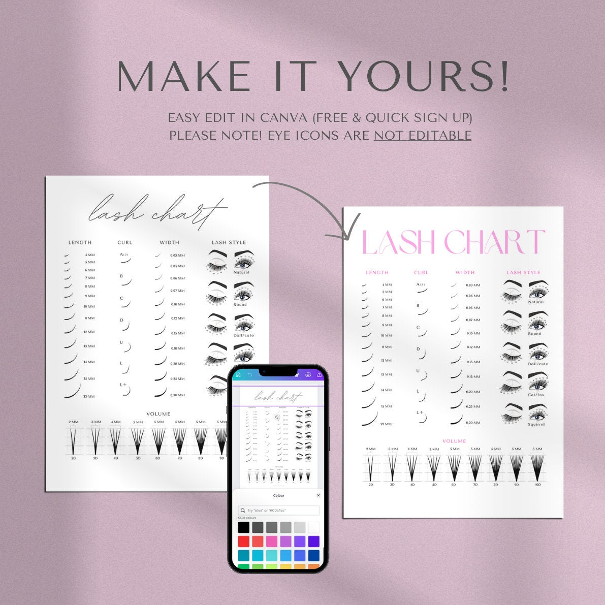 Digital Printable Lash Chart