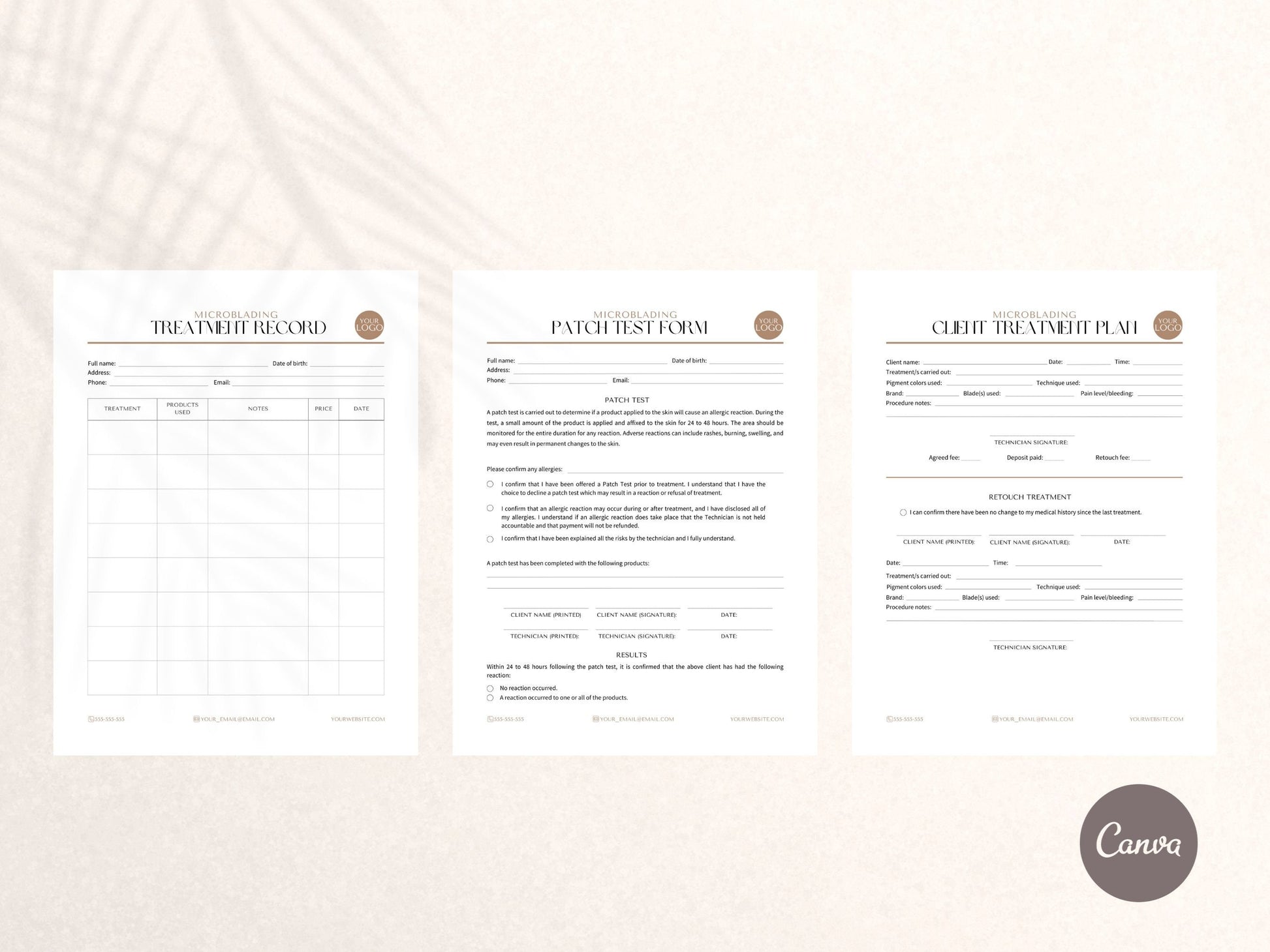 micro blading patch test form, microblading client treatment plan, micro blading treatment record, micro blading client record